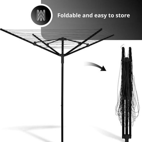 Séchoir À Linge Parapluie - 45 Mètres - Métal Et Plastique - Jardin Terrasse Extérieur - 1 Pièce (1/5)