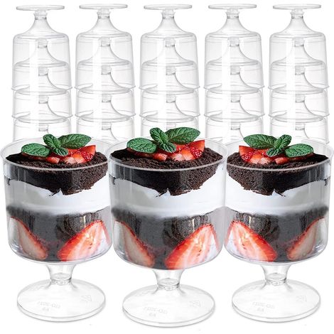 20 Pièces Coupes à Dessert en Plastique, 150ml Rondes Coupe Apéritif Parfait Clair Bol de Service Réutilisable pour Fête de Mousse Pouding