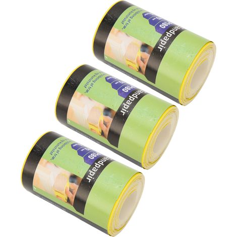 Rouleau abrasif 3 rouleaux grain 180 jaune, feuille ponceuse polissage meulage outil pour meubles (1/5)