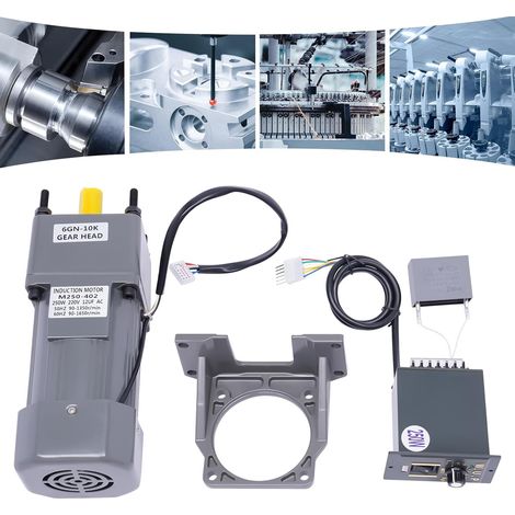 250W Getriebemotor 220V Motor mit Drehzahlregler und Halterung 8 Nm Vorwärts- und Rückwärtsdrehbar Getriebedrehzahlmotor (10K)