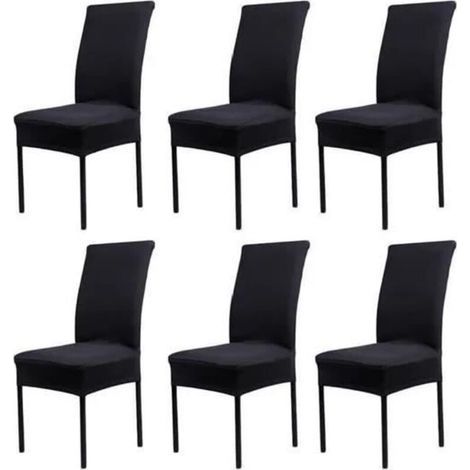 Set of 6 Universal Stretch Chair Covers - Modern - Black (1/3)