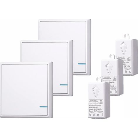 Kit D'Interrupteur Sans Fil, Sans WiFi, Sans Câblage Nécessaire Pour La Maison, Le Bureau, L'Hôtel, Les Lampes, Les LED, Les Ampoules (1/5)