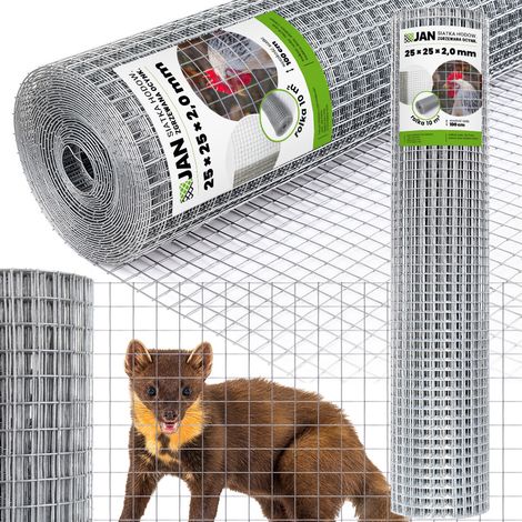 Grillage soudé OC 25x25x2,0 mm pour volières, clôtures de 10 m² pour cages d'élevage