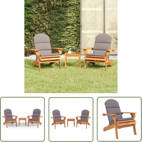 The Living Store Ensemble de salon de jardin Adirondack 3 pcs bois acacia solide - Salon De Jardin - Mobilier De Jardin - Meubles De Jardin - Chaises Adirondack - Bois D'acacia (1/5)