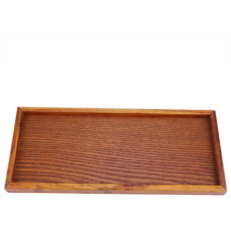 Plateau en bois rectangulaire pour service de thé, table, snacks et rangement alimentaire, idéal hôtel et maison (35x15 cm) (1/5)
