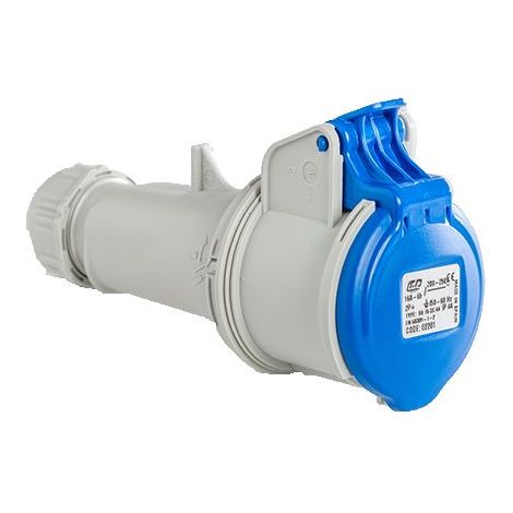 Base enchufe industrial hembra 2P+T 250V IP44 aerea  Azul 16 A