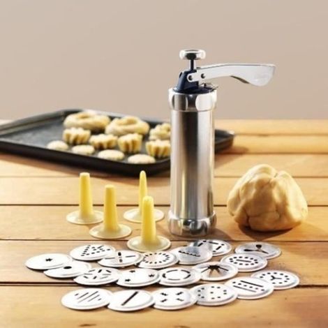 MACHINE A CHURROS ALUMINIUM CONTENANCE 200 ML - HAUTEUR 21 CM - COMPRENANT 4DOUILLES ET 19 DISQUES - IDEAL POUR FAIRE CHURROS (1/2)