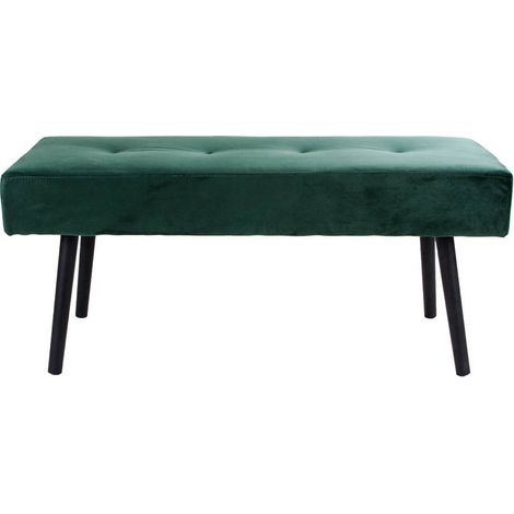 Panchina Skiby in velluto verde scuro con gambe nere, 100 cm