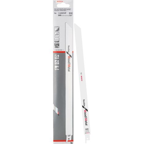 BOSCH S1222VF (pkt of 5) Flexible for wood + metal 300mm