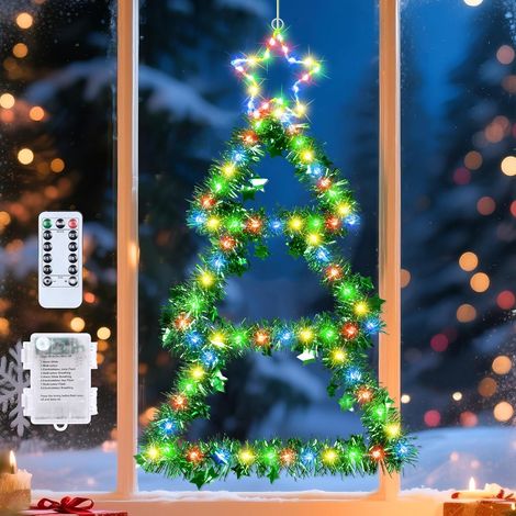 Noël Guirlande Lumineuse pour Fenêtre Intérieur, 75CM LED Guirlandes Lumineuses de Sapin de Noël 8 Modes, Étanche LED Lumières Décoration pour Fenêtre, Mur, Balcon, Jardin, Extérieur (1/5)