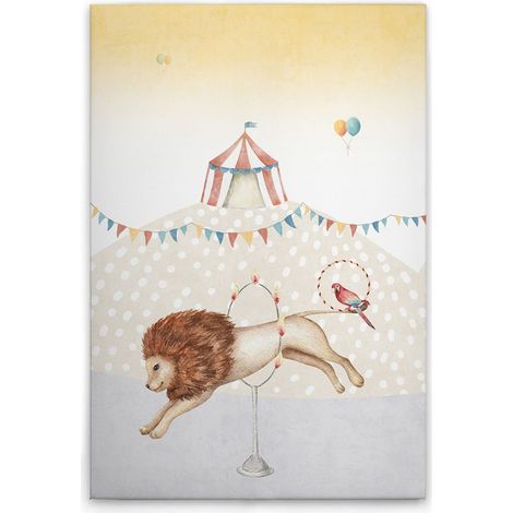 Leinwandbild Zirkus Löwe Kinderzimmer M1-No.50555 - Kunstdruck auf Leinwand in Bunt Beige - Wandbild 30 x 40 cm (1/5)