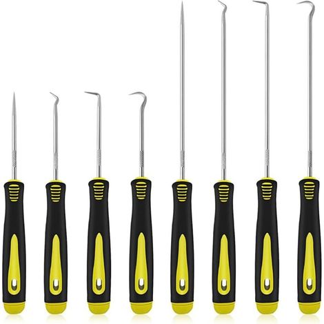 Lot de 8 crochets longs et courts pour retirer les tuyaux de voiture, extracteur de joint d'huile, crochet de joint torique, garniture de tuyaux sous vide, outil de voiture (1/5)