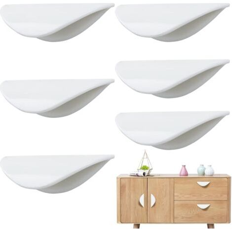 royaluxe-Poignees Adhesives Porte Placard 6 Pcs Balcon AdhéSives Poignées, Poignées de Tiroir Autocollantes, Bouton en Forme de Coquille, Poignées de Porte Coulissantes pour Fenêtres Armoires Commode