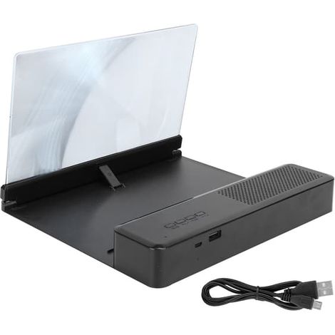 Loupe d'écran de téléphone portable avec haut-parleur sans fil 26 x 10 pouces, support audio Bluetooth, noir (1/5)