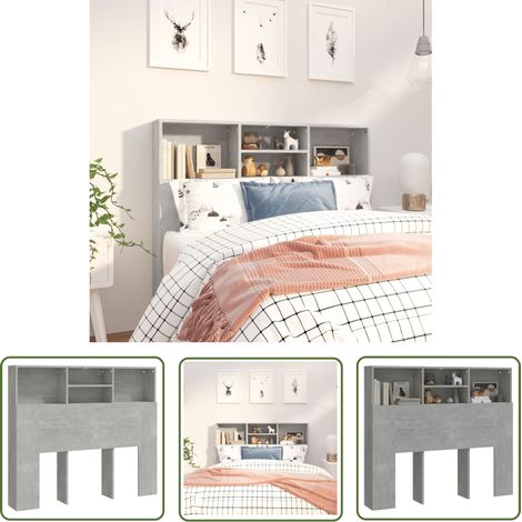 SKM Armoire de tête de lit Gris béton 120x19x103,5 cm (1/5)