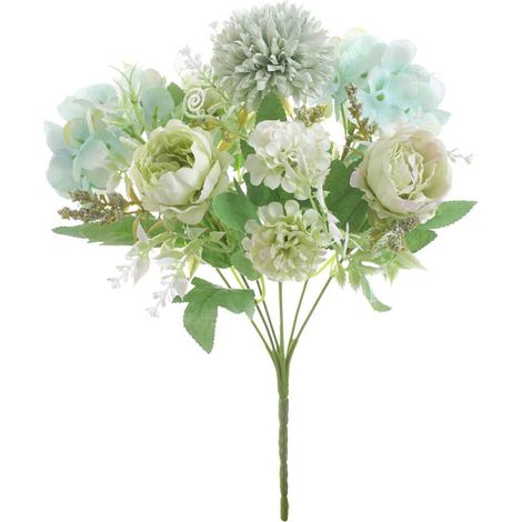 Ramo de flores artificiales de seda XIUH Home Decor para bodas y San Valentín, decoración nupcial (verde)