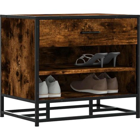 Schuhbank Räuchereiche 60x40x53,5 cm Holzwerkstoff und Metall