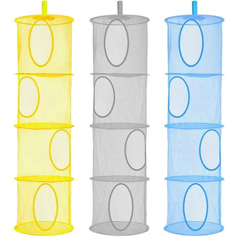 1 Rangement suspendu pliable, étagère en maille 4 niveaux, acier inoxydable et polyester, pour chambre enfant, salle de bain, placard (1/5)