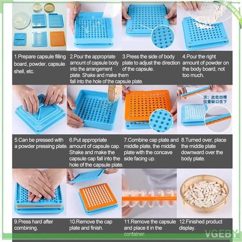 Fafeicy Remplisseur de capsules Outil manuel de planche de Machine de remplissage de poudre de parapharmacie roulant-protection (1/5)