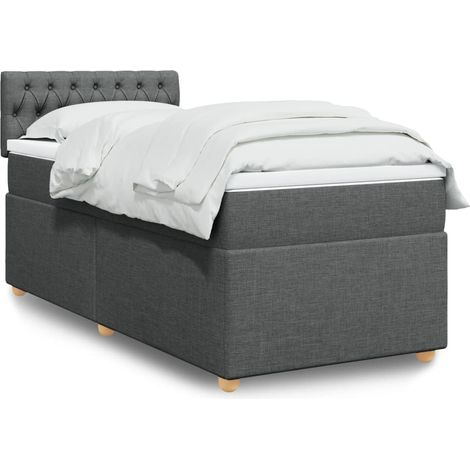 Boxspringbett mit Matratze Dunkelgrau 80x200 cm Stoff