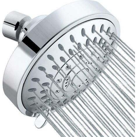 4-inch high-pressure shower head, upgraded 5-speed fixed shower head, rain, silver (1/5)
