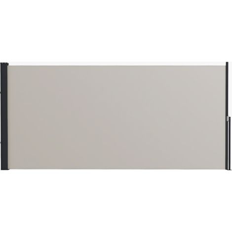 Store latéral rétractable 300 x 140 cm en polyester avec protection UV et cadre métal, gris clair (1/5)