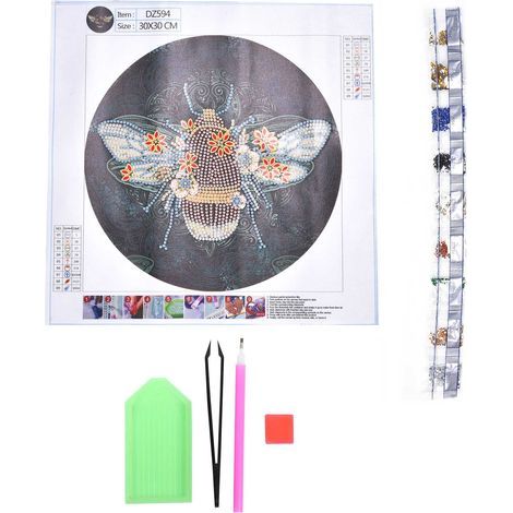Kit de peinture diamant motif abeille, bricolage décoration maison, strass autocollants, cadeau anniversaire. (1/5)