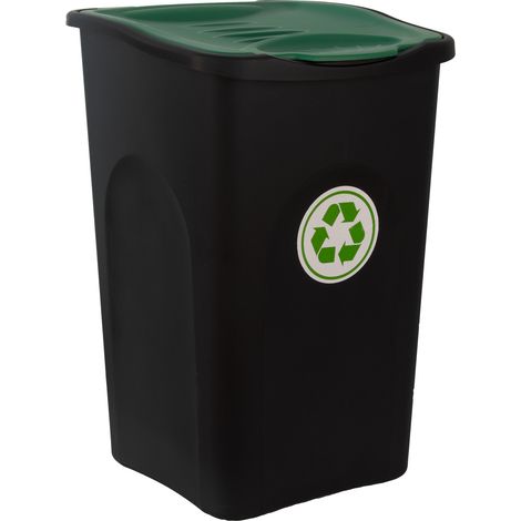 Stefanplast® Mülleimer mit Deckel 50L Abfalleimer Geruchsarm Küche Bad Biomüll Gelber Sack Kunststoff Mülltrennung schwarz/grün (1/3)