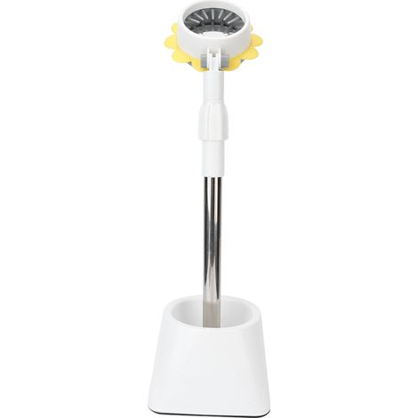 Support mural sèche-cheveux réglable en hauteur, support inox sans mains pour salle de bain, blanc fleur, gain de place, pratique. (1/5)