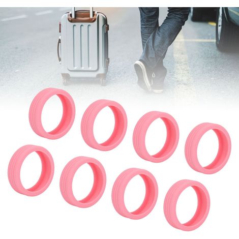 Lot de 8 protections de roues de valise en silicone, couleur rose, réduction du bruit, imperméables.-AquaForge (1/4)