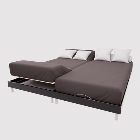 Soleil D Ocre – Drap housse coton 57 fils 2x80x200 cm – Bonnet 30 cm – Certifié OEKO-TEX – Couleur brun pour lit à têtes et pieds relevables