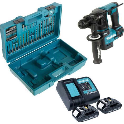 Makita DHR 171 SYX3 Akku Bohrhammer 18 V 1,2 J SDS-Plus Brushless + 2x Akku 1,5 Ah + Ladegerät + 65 tlg. Zubehör Set + Koffer (1/5)