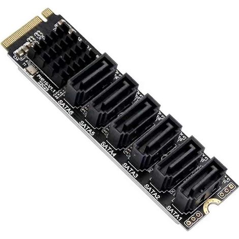 M.2 M-Key PCIE 3.0 zu SATA Adapterkarte 6-Port SATA Controller Erweiterungskarte (1/5)