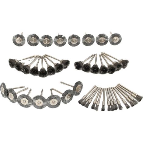 Lot de 45 brosses rotatives inox tige 3.175mm meules 5/15/25mm pour polissage ébavurage nettoyage metal bois (1/5)