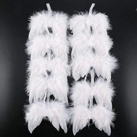 10 Plumes Ailes d'Ange en Forme d'Ailes pour Déco Sapin de Noël, Ornements Blancs 16cm, Accessoires DIY pour Enfants, Baptême, Bricolage et Décoration de Fêtes (1/5)