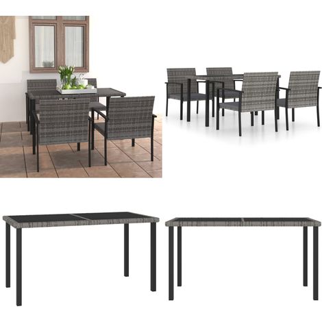 Set da Pranzo da Giardino 5 pz in Polyrattan Grigio - Tavolo da giardino - Sedie da giardino