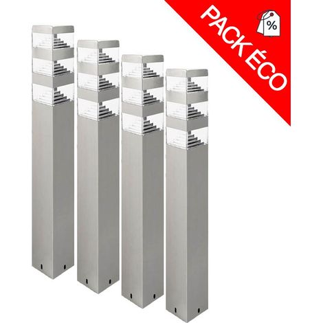 Pack de 4 bornes Pyramide Inox 48 LED SMD 12W finition Inox Lumihome® (1/4)