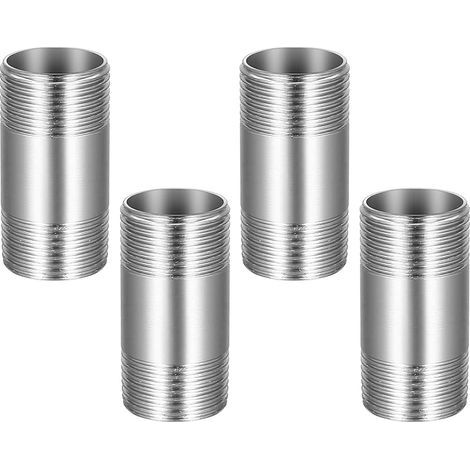Lot de 4 raccords de tuyau filetés BSP mâle 3/4 vers mâle de 1,9 cm, raccords en acier inoxydable de 50 mm pour raccord de tuyau de conversion (1/5)