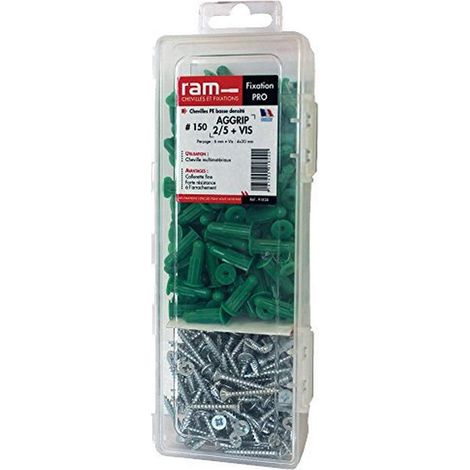 Cheville Aggrip avec Vis, Vert, Boîte de 150