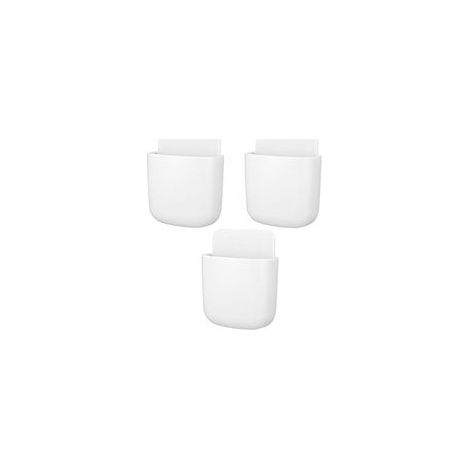 Lot de 3 supports muraux pour télécommandes, boîtes de rangement auto-adhésives pour bureau, table de chevet, stylos, téléphone et TV (blanc) (1/5)