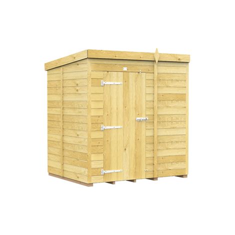 6 x 5 Feet Pent Shed - Single Door Without Windows - Wood - L147 x W185 x H201 cm