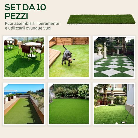 Dalle pelouse synthétique réaliste vert 30x30cm lot 10, gazon artificiel pour jardin extérieur. (1/5)