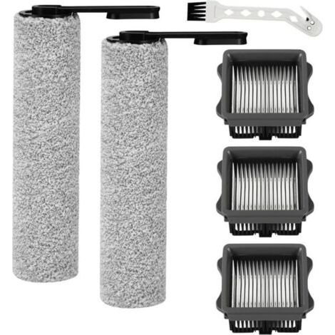 6 Pièces Rouleau de brosse de rechange et Filtre HEPA pour Tineco iFloor 5/Floor One S5 aspirateur humide et sec,2 rouleaux de (1/5)