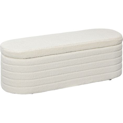 Gepolsterte Aufbewahrungsbank Teddy-Bouclé 116x41x40,5 cm Creme MODENUIT (1/5)