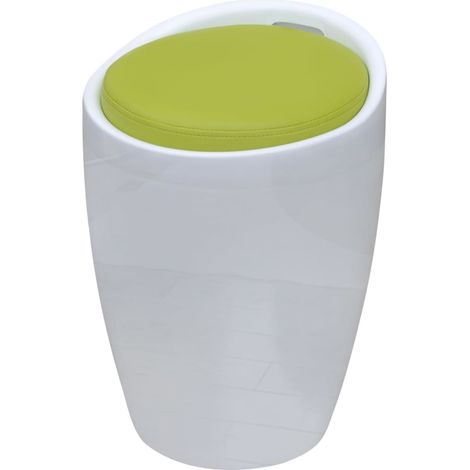 Taburete de cuero sintético blanco blanco y verde vidaXL (1/5)