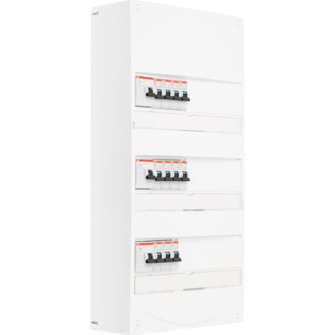 ABB Tableau 3 rangées pré-équipé 3 inter. diff. 40A + 11 disjoncteurs (1/2)