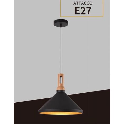 Trade Shop - LAMPADA PENDENTE E27 NERO BIANCO A92 - Schwarz (1/5)