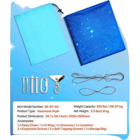 Amaca per yoga aereo, portata massima 136 kg, design girevole a 360°, colore blu misto. (1/2)