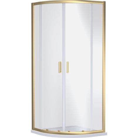 Quadrant 6mm Toughened Safety Glass Shower Enclosure - 900mm x 900mm - Brushed Brass