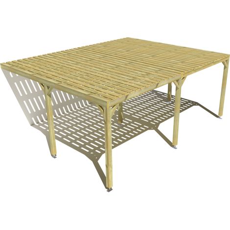 Pergola bois • 6m x 5m • adossée • sens largeur • platelage bois • livraison comprise (1/3)
